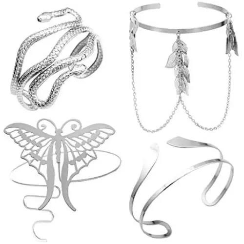 RechicGu Pack 4pcs Grecian Cleopatra Bracelet Set Armband Upper Arm Bicep Cuff Band Wrap Bangle Armlet Adjustable Belly Dance RechicGu Pack 4pcs Grecian Cleopatra Bracelet Set Armband Upper Arm Bicep Cuff Band Wrap Bangle Armlet Adjustable Belly Dance