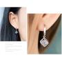 Crystalline Azuria White Zirconia Crystals Cube Set Pendant Necklace 18'' Dangle Earrings 18 ct White Gold Plated