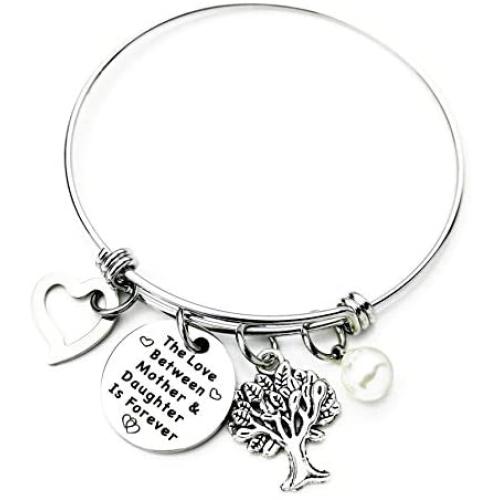 Warehouse No.9 Mother Bracelet Gift from Daughter, Family Jewellery Charm Bracelet Adjustable Bangle Gift for Women Mom Birthday