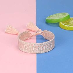 Woven Cotton Knitted Word Wrap Bracelets Lucky Lettering LOVE Pattern Braided Bracelets Boho Adjustable Handmade tassel Cord Bohemian Bracelets for Women girl Bracelet Jewelry