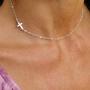 TseanYi Cross Pendant Necklace Chain Silver Sidesway Cross Choker Necklace Short Chain Religion Necklace Jewelry for women and Girls (Silver)