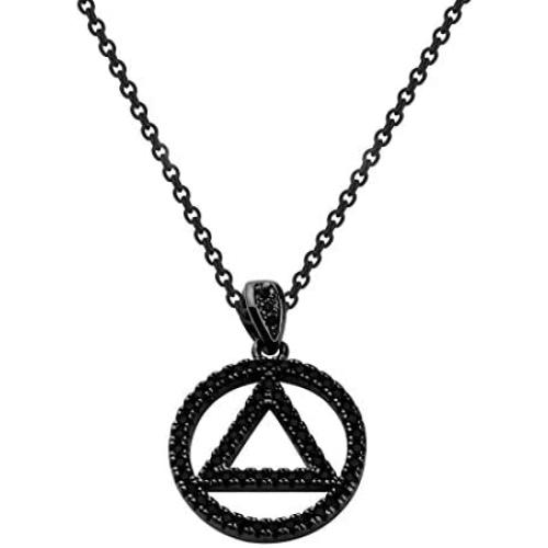 TIIMG AA Gift AA Symbol Necklace Addiction Recovery Gift Sobriety Necklace Sobriety AA Alcoholics Anonymous Gift for Her