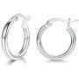 Ccino Silver Hoop Earrings for Women, 925 Sterling Silver Hoops Earrings for Girls, Hypoallergenic Fashion Hoop Earrings, Diameter 13/16/20 mm, 3 Colors in Silver/Gold/Rose Gold, with Jewelry Gift Box