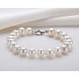 Pearl Bracelets Freshwater Cultured White Pearl Bracelet for Women Sterling Silver Clasp Pearl Jewelry Gift for Girls Daughter Bridesmaid 7.1 Inches 6-7mm/7-8mm/8-9mm/9-10mm/10-11mm