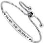 SOUSYOKYOSAM Enjoy The Journey Bracelet Travel Quote Motivational Stainless Steel Jewelry Graduation Gift