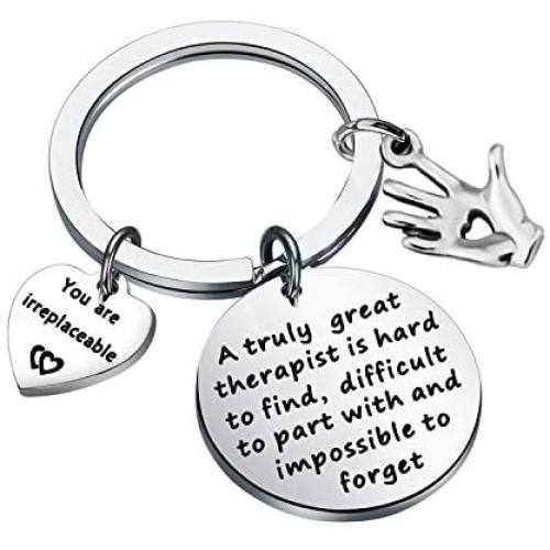 AKTAP Massage Therapy Gift Keychain A Truly Great Therapist is Hard to Find Massage Therapist Appreciation Gifts with Healing Hand Charm Therapy School Student Gift