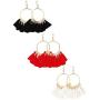 Gejoy Tassel Hoop Earrings Fan-shaped Drop Earrings Dangle Eardrop for Women Girls Party Bohemia Dress Accessory, 3 Pairs