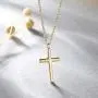 Fettero Cross Necklace Faith Pendant 14K Plated Dainty Chain Minimalist Simple Tiny God Lords Prayer Religious Jewelry Gift