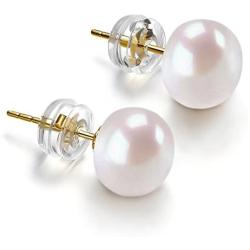 PAVOI 14K Gold AAA+ Handpicked White Freshwater Cultured Pearl Earrings Studs