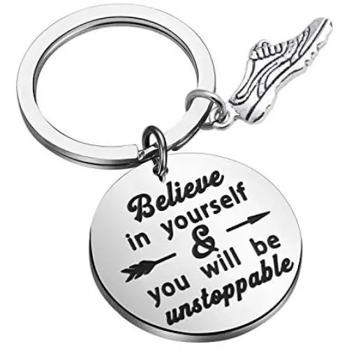 BEKECH Runner Keychain Runner Believe in Yourself and You Will be Unstoppable Keychain with Running Shoe Running Jewelry Marathon Jewelry Gift for Runners BEKECH Runner Keychain Runner Believe in Yourself and You Will be Unstoppable Keychain with Running Shoe Running Jewelry Marathon Jewelry Gift for Runners