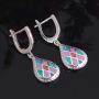 CiNily Opal Jewelry Sets for Women Girls 18K White Gold Plated Heart or Tree Shape Pandant Necklace Stud Earrings Ajustable Opal Bracelet Jewelry