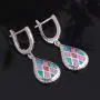 CiNily Opal Jewelry Sets for Women Girls 18K White Gold Plated Heart or Tree Shape Pandant Necklace Stud Earrings Ajustable Opal Bracelet Jewelry