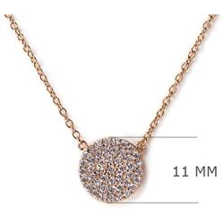 A+O Gift for Mom, Aunt, Grandma - CZ Pave Disc Necklace in Sterling Silver, Gold Vermeil, Rose Gold Vermeil