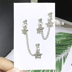 ANDPAI Personalized Punk Minimalist Double Ball Pierced Chain Earrings 925 Sterling Silver Star Stud Dangle Drop Earrings with Dream Letter for Women Men Hypoallergenic Statement Jewelry