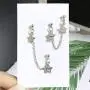 ANDPAI Personalized Punk Minimalist Double Ball Pierced Chain Earrings 925 Sterling Silver Star Stud Dangle Drop Earrings with Dream Letter for Women Men Hypoallergenic Statement Jewelry