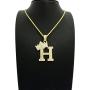 CBC Crown Rhinestone Studded Crown Initial Alphabet Letter Pendant Necklace 24'' Rope Chain Necklaces