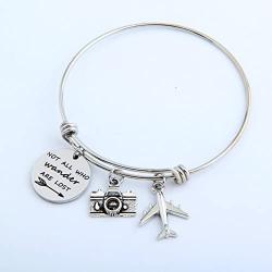 SEIRAA Not All Who Wander Are Lost Bracelet Wanderlust Gift Inspirational Jewelry For Wanderer Traveler