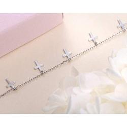 S925 Sterling Silver Jewelry Cross Adjustable Bracelet Link 7 to 9 inches