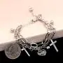 NA Mother Mary Miraculous Medal Link Chain Bracelet Mustard Seed Cross Christian Jewelry Stainless Steel Y705