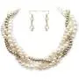 Large Pearl Necklace Costume Jewelry Sets for Women,Twist Multi-strand Pearl Statement Necklace Earrings Set for Women Large Pearl Necklace Costume Jewelry Sets for Women,Twist Multi-strand Pearl Statement Necklace Earrings Set for Women