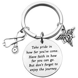 FUSTMW LPN Keychain Licensed Physicians Nurse Graduation Gifts LPN Charm Licensed Physicians Nurse Gift Nursing Student Inspiration Gift Take Pride in How Far You Have Come …