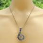 Polynesian Tribal Jewelry Spiral Koru Maori Fern Leaf Hook Fish totem Prosperity Longevity Pewter Mens Pendant Necklace Protection Amulet Wealth Money Lucky Charm Travel Talisman w Silver Ball Chain