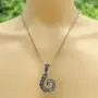 Polynesian Tribal Jewelry Spiral Koru Maori Fern Leaf Hook Fish totem Prosperity Longevity Pewter Mens Pendant Necklace Protection Amulet Wealth Money Lucky Charm Travel Talisman w Silver Ball Chain