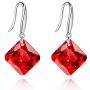 Uloveido Platinum Plated Cushion Cut Square Cubic Zirconia Dangle Drop Earrings Party Jewelry for Women WE030