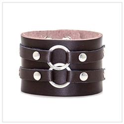 Nsitbbuery Hip Hop Alloy Cuff Wristband Wide Leather Bracelet