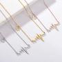 Zillaly 18K Gold Silver Rose Gold Plated Stainless Steel ECG Heartbeat Love ECG Necklace Female Jewelry