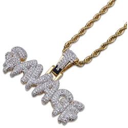 Naomi SAVAGE Bubble Letters Combine Pendant Necklace Hip Hop Mens Trendy Jewelry Gold Silver Rope Chain Tennis Chain multi-color 24 in