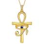 Aurora Tears Eye of Horus Egypt Ankh Necklace Mens 925 Sterling Silver Women Anka Cross Ancient Egyptian Pendant Symbol of Protection Religious Jewelry DP0293