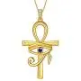 Aurora Tears Eye of Horus Egypt Ankh Necklace Mens 925 Sterling Silver Women Anka Cross Ancient Egyptian Pendant Symbol of Protection Religious Jewelry DP0293