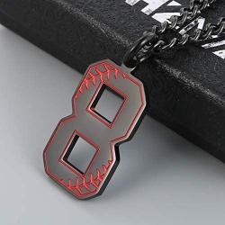 HZMAN Baseball Initial Pendant Necklace Inspiration Baseball Jersey Number 0-9 Charms Stainless Steel Necklace