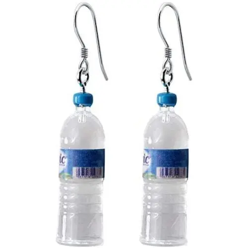 Cute Water Bottle Pendant 925 Sterling Silver Dangle Hook Earrings for Women Girls Funny Aesthetic Acrylic Stud Earring Hypoallergenic Personalized Jewelry Birthday Party Gift for Friends