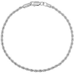 RMREWY 925 Sterling Silver 1.8mm Braided Rope Chain for Men and Women Braided Twist Italian Necklace, Rope Chain for Men or Women (16-24 Inch)