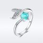 Animal Mermaid Tail Rings for Women Sterling Silver Dolphin Tail Adjustable Open Ocean Pearl Ring for Teen Girls Mothers Day Christmas Jewelry