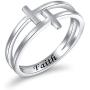 Inspirational Jewelry Sterling Silver Engraved Faith Double Cross Ring Christian Fashion Band Ring for Women Mother, Size 5-10