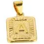 Hermah 26 Gold Plated Square Capital Initial Letter Charm Pendant Necklace for Men Women Box Steel Chain 18-22inch