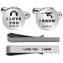 Kooer I Love You I Know Custom Personalized Wedding Engraved Cuff Links Tie Clip Set Engrave Wedding Cufflinks Jewelry Gift for Groom
