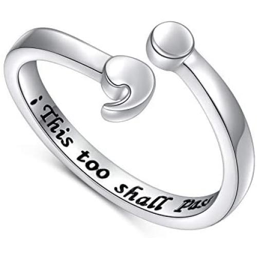 My Story Isnt Over Yet Sterling Silver Semicolon Ring This Too Shall Pass Ring Jewelry Size 5-10