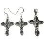 SilverStarJewel Cross Earrings Pendant Set Everyday Wear | 925 Solid Silver Genuine BLACK ONYX SilverStarJewel Cross Earrings Pendant Set Everyday Wear | 925 Solid Silver Genuine BLACK ONYX