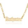 Beleco Jewelry Customize Name Necklace With Figaro Chain in Sterling Silver 925 Custom Name Plate Necklace With 15 Font Style - Personalized Any Name/Word Up To 11 Characters - Womans Mens Gift Ideas
