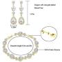 UDORA Zirconia Teardrop Earrings Bracelet Jewelry Sets Brides Bridesmaids Wedding Prom Party