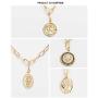 18k Gold Plated Medallion Necklace Coin Pendant Round Circle Disk Minimalist Jewelry for Women Teen Girls 18”