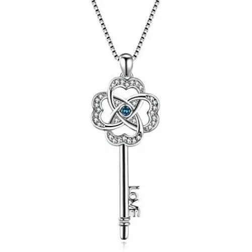 Sterling Silver Celtic Jewelry for Women, Love Knot Irish Key Pendant Necklace Christmas Gifts for Her Sterling Silver Celtic Jewelry for Women, Love Knot Irish Key Pendant Necklace Christmas Gifts for Her