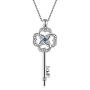 Sterling Silver Celtic Jewelry for Women, Love Knot Irish Key Pendant Necklace Christmas Gifts for Her