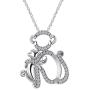Pretty Jewels Sterling Silver 0.14 CT Natural Diamond Monkey Mom Holding Child Mothers Love Pendant Necklace with 18'' Chain