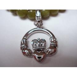 J.C. Walsh and Sons Ltd Irish Connemara Marble: Sterling Silver Claddagh Charm Bracelet