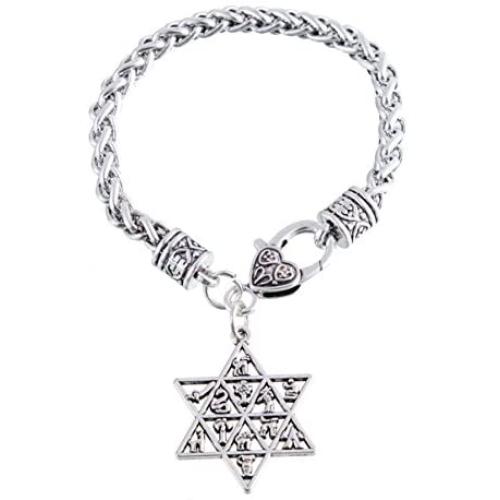 Star of David 12 Tribes of Israel Charm Bracelet Lobster Clasp Wicca Talisman Amulet Jewelry